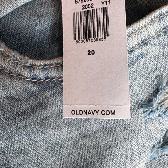 Old Navy High Rise OG Straight Jeans Size 20 Light Wash Distressed Raw Hem NWT - Picture 2 of 3
